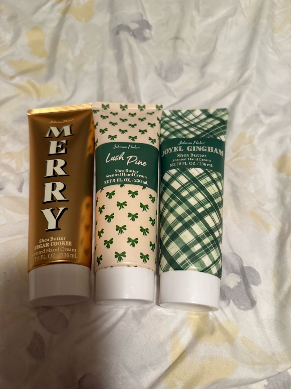Johnson Parker Shea Butter Hand Cream Trio — Gold & Green Scents